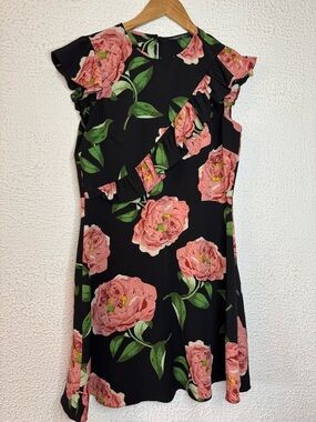 Miss Selfridge Black Dress with Pink Floral Print
